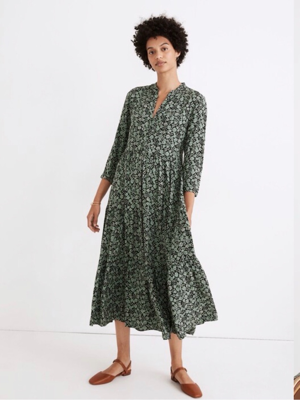 Madewell Floral Green Dress